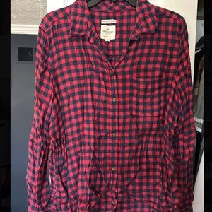 AE checkered plaid button down boyfriend fit